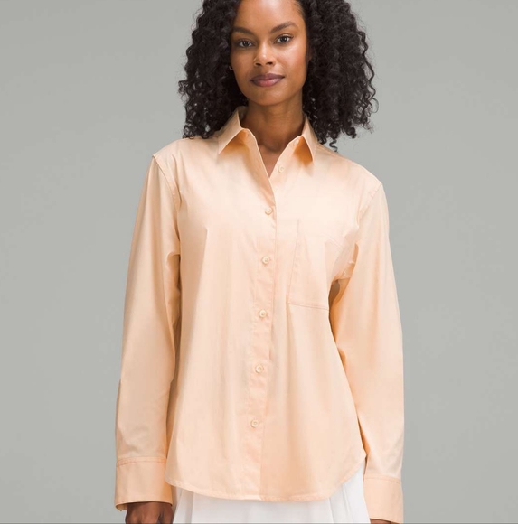 lululemon athletica Tops - Lululemon Women's Cotton Blend Poplin Button Down Shirt NWT Size Small (PCHB)